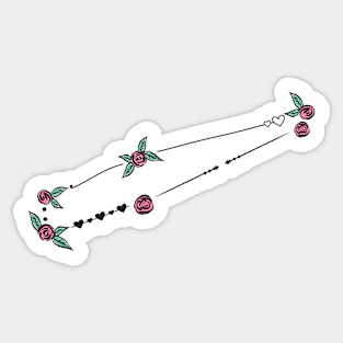 Chamaeleon Constellation Roses and Hearts Doodle Sticker